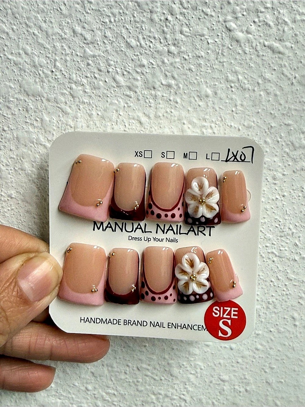 Pink & White Press-On Nails Size Small